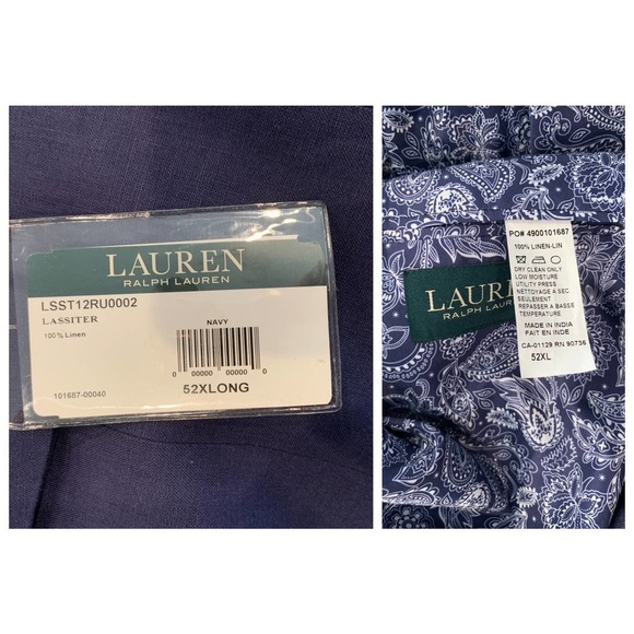NWT Lauren Ralph Lauren Navy Linen Suit Separate Coat (52 XLong) - Picture 3 of 10